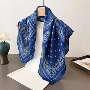 Vintage Paisley Print Square Scarf Polyester Twill Lightweight Sun Protection Hair Wrap Neck Accessory For Women