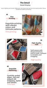 Macro details of herringbone weave and paisley print on cotton-linen silk feel scarf