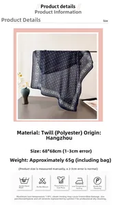 Spécifications du foulard géométrique 68x68cm avec instructions d'entretien détaillées