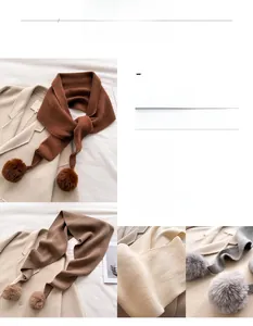 Gros plan sur la texture en tricot fin et les détails de pompons d'une écharpe d'hiver