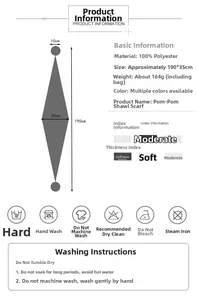 Diagramme détaillé de l'écharpe en tricot montrant les dimensions 190x35cm et le tissu