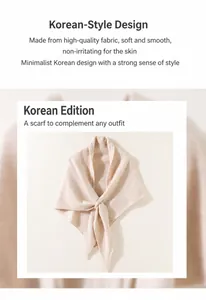 Detail eines weichen beigen Strickschals mit Kreuzknoten-Design im eleganten Korea-Stil
