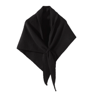 Chal de punto negro para mujer con diseño de bufanda triangular cruzada y cálida