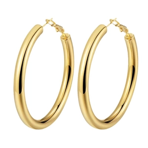 Minimalist 18K gold plated chunky hoop earrings with a polished metallic mirror finish
