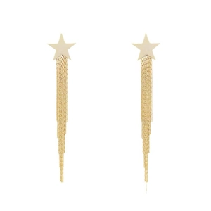 Boucles d'oreilles étoile en cuivre plaqué or 18 carats avec longues franges