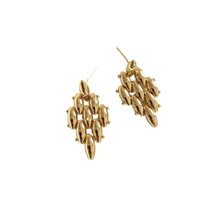Elegant 18K gold-plated multi-layered olive cluster geometric drop earrings for women