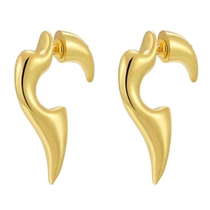 Elegant gold plated copper flame earrings with polished minimalist streamline design