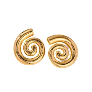 Boucles d'oreilles spirales modernes plaquées or 18 carats avec finition hautement polie