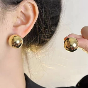 Boucles D'oreilles Puces En Cuivre Rondes Et Carrées Minimalistes Polissage Miroir Bijoux De Mode Pour Femmes