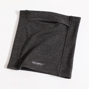Close-up of windproof fleece neck gaiter with professional outdoor sports logo printing