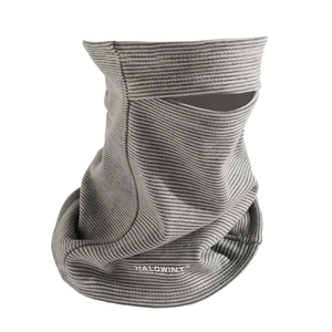Winter thermal fleece neck gaiter with gray stripes for outdoor cycling and windproof protection