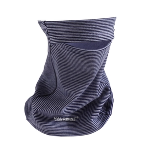 Winter thermal neck gaiter in black grey stripes for outdoor cycling and windproof warmth