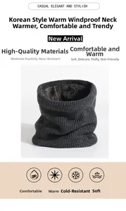 Detail view of the thick fleece lining and coarse knit texture of the neck warmer