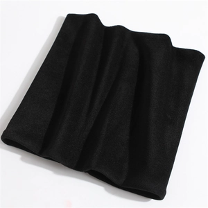Close-up of black double-layer thermal neck warmer with soft fleece texture