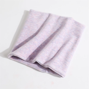 Detail of pink and purple marbled knit neck warmer with soft thermal texture