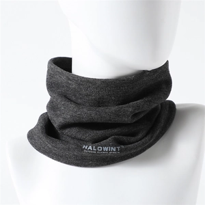 Dark grey fleece neck warmer with Halowint brand logo for outdoor cycling and windproof protection