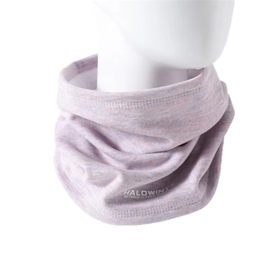 Fleece lined neck gaiter in lavender and pink knit for windproof outdoor cycling warmth
