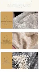 Close-up of paisley pattern scarf with soft polyester fabric and fringe tassels details