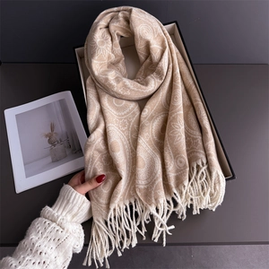 Vintage Paisley Cashew Flower Scarf For Women Tassel Imitation Cashmere Shawl Elegant Warm Winter Neck Wrap