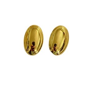 Polished 18K gold-plated oval stud earrings with a minimalist geometric metal finish