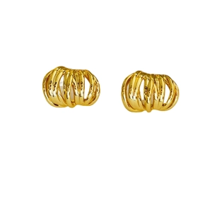 Boucles d'oreilles créoles dorées géométriques et creuses de style rétro pour femmes