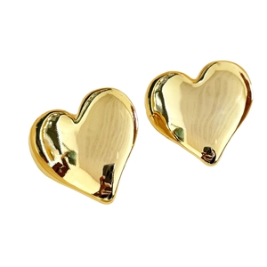 Polished 18K gold plated oversized heart stud earrings with a minimalist mirror finish