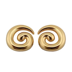 Boucles d'oreilles spirales en cuivre plaqué or 18 carats au design géométrique