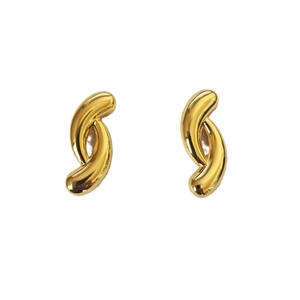 Polished 18K gold plated geometric earrings with minimalist fluid twisted design