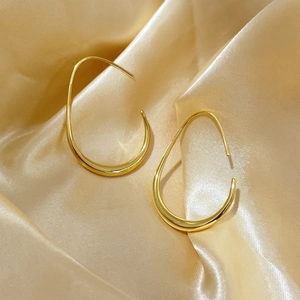Geometrische Unregelmäßige Tropfen Ohrringe Für Damen Minimalistischer Flüssigmetall Stil Kupfer Ohrringe Vergoldet Versilbert