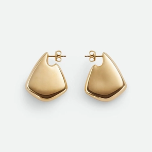 Polished 18K gold plated geometric drop earrings with irregular smooth metallic design