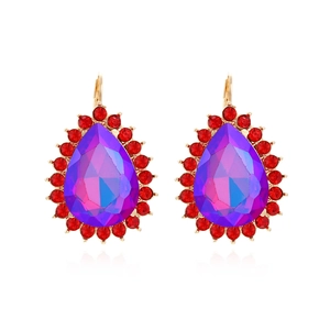 Wassertropfen Ohrringe Legierung Mit Lila Blauem Glas Und Roten Strasssteinen Böhmischer Vintage Stil Für Damen