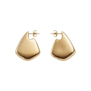 Irregular geometric 18K gold-plated stud earrings with polished mirror finish for women