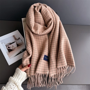 Écharpe Pied De Poule Douce Imitation Cachemire Polyester Chaud Hiver Enveloppant Avec Glands Élégant Mode Vintage Pour Femmes Et Hommes
