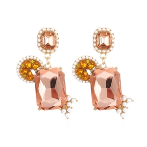 Geometric Drop Earrings Alloy Luxury Champagne Faux Crystal Rhinestone Baroque Faux Artificial Pearl Dangle Palace Style Women