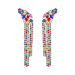 Longues Boucles D'oreilles À Pampilles Pour Femmes Avec Design Fleur En Alliage Et Strass Bijoux De Soirée Étincelants