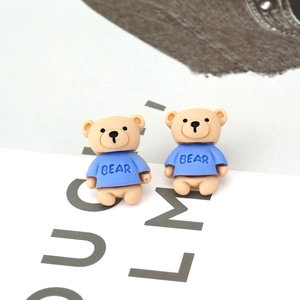Boucles d'oreilles ours bleu mignon en résine pour un look bijoux animalier coréen stylé