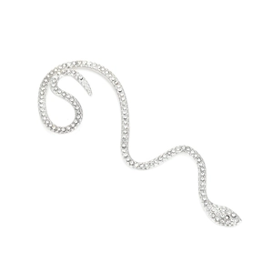 Orecchino a serpente in argento con strass scintillanti e design avvolgente