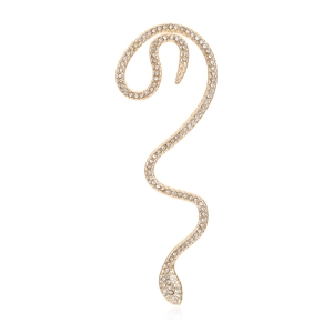 Ear cuff a serpente dorato con strass, design creativo a forma di S per donna
