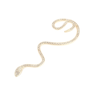 Ear cuff a forma di serpente dorato con cristalli, orecchini lunghi stile bohémien