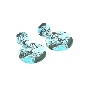 Boucles d'oreilles pendantes géométriques vintage avec motif marbré turquoise bohème