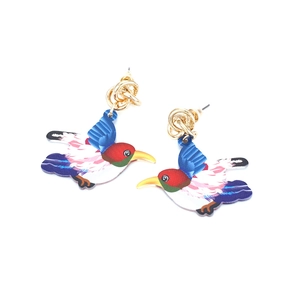 Boucles d'oreilles colibri colorées en acrylique avec cercles dorés pour femmes