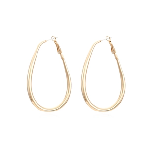 Créoles Goutte En Alliage Plaqué Or Minimaliste Poli Goutte D'eau Grandes Boucles D'oreilles Pour Femmes