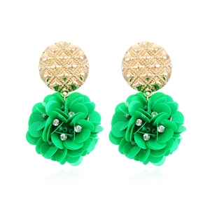Boucles Oreilles Bohème Grandes Fleurs Avec Paillettes Alliage De Zinc Et Strass Fait Main Floral Pendantes Pour Femmes