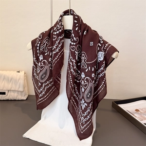 Foulard Carré Imprimé Paisley Polyester Bandana Femmes Boho Rétro Châle Protection Solaire Écharpe