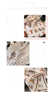 Makro-Detail von Seidenschal mit Reitsport-Druck und handgerollten Kanten