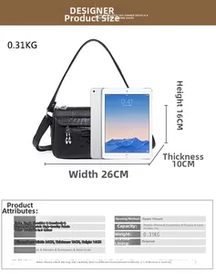 Dettaglio borsa a motivo coccodrillo con dimensioni 26x16x10cm e peso di 0,31 kg