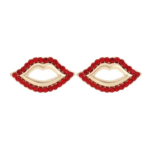 Boucles D'oreilles Puces Lèvres Rouges Sexy Alliage Strass Bijoux De Mode Pour Femmes