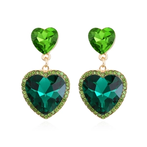 Orecchini A Pendente Cuore Lega Cristallo Di Vetro Strass Doppio Cuore Lucido Elegante Gioielli Di Moda Per Donne