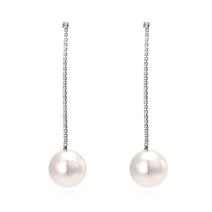Long Tassel Drop Earrings With Rhinestones And Imitation Artificial Pearls Zinc Alloy Elegant Retro Style For Women Banquet Accessory