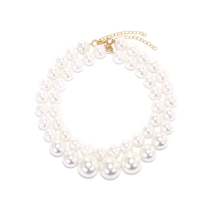 Layered Faux Artificial Pearl Necklace For Women With Gradient Beads And Gold Alloy Clasp Elegant Baroque Style